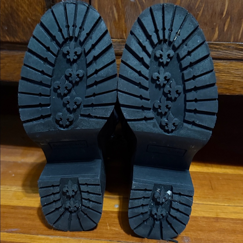 Franco Sarto Black and Navy Lace-Up Boots - Picture 6 of 7